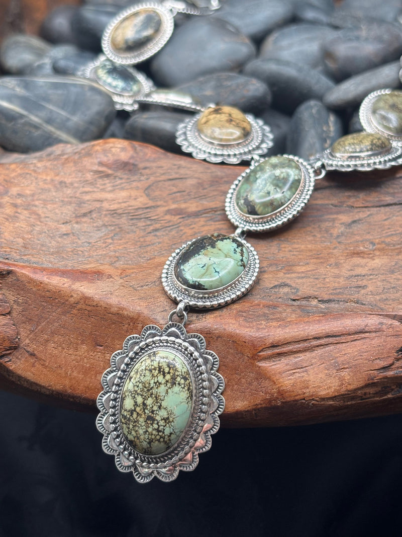 Green Ferocyte/Brown Chalcosiderite Statement Necklace - NSW69