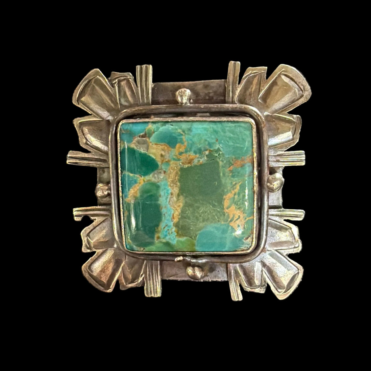 Green Kingman Turquoise/German Silver Ring - RBAR561-A