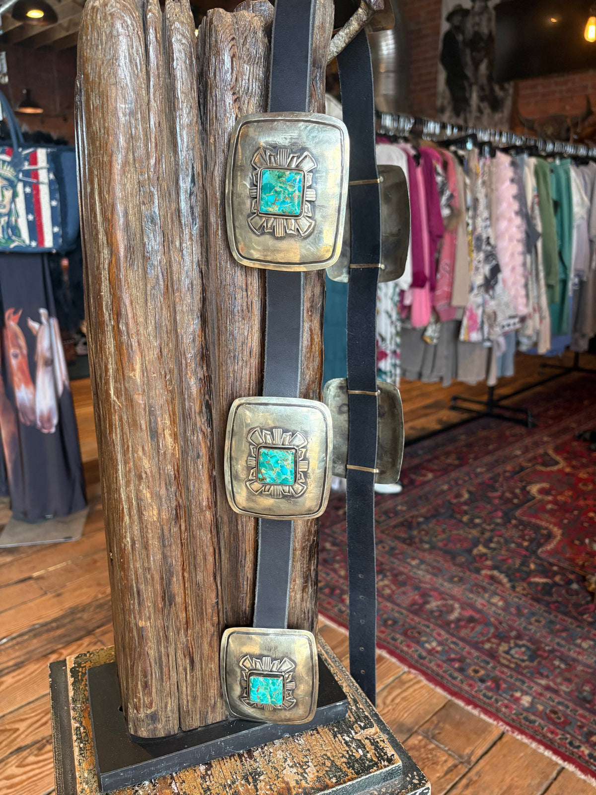 Green KingmanTurquoise Square Concho Belt - BBAR231-G