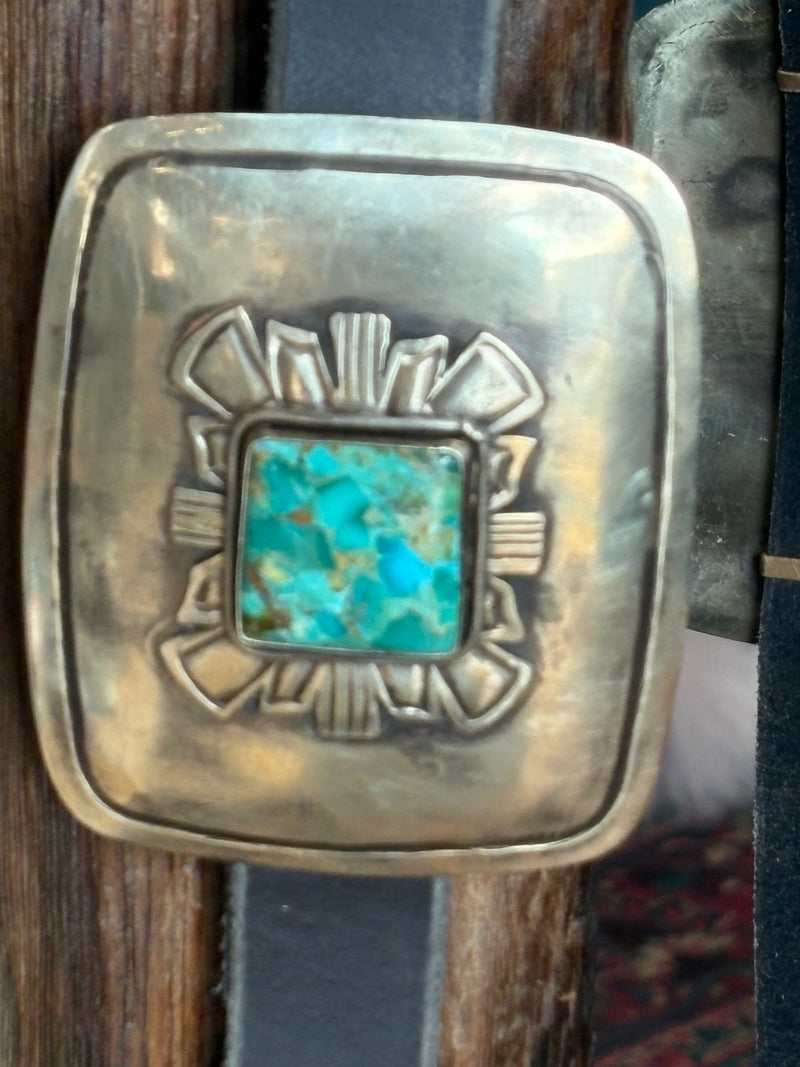 Green KingmanTurquoise Square Concho Belt - BBAR231-G