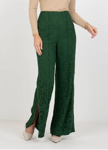 Green Paisley Lace Pants - Emily McCarthy - EM543