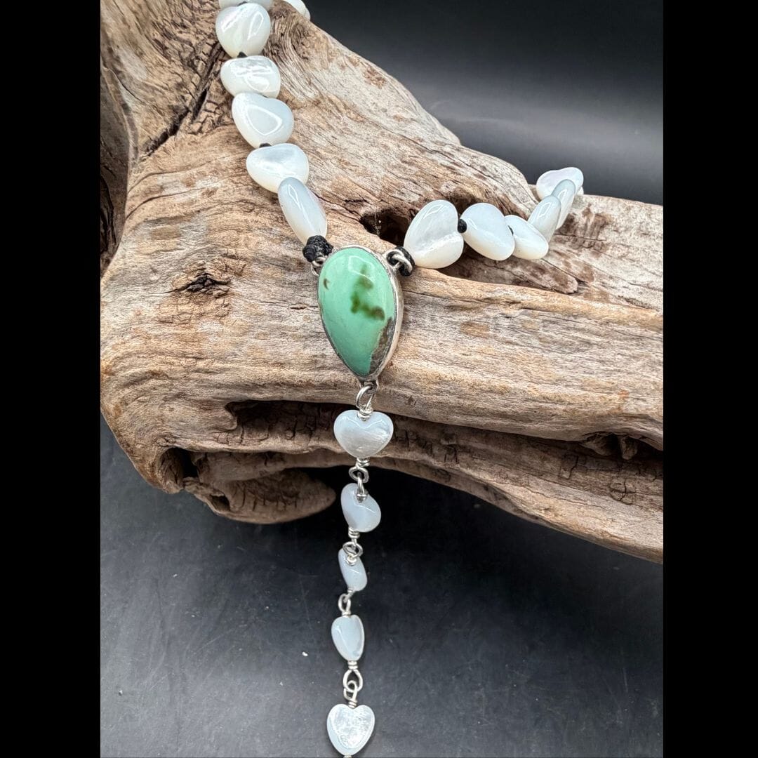 Green Sonoran Turquoise / Mother of Pearl Necklace - NLT12