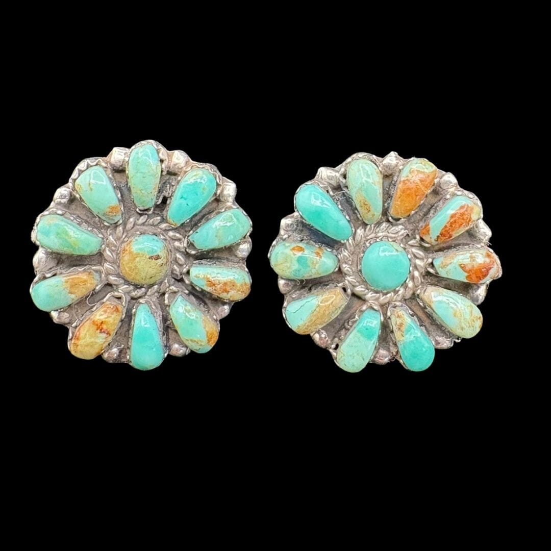 Green Turquoise/Sterling Concho Earrings - EAZ251