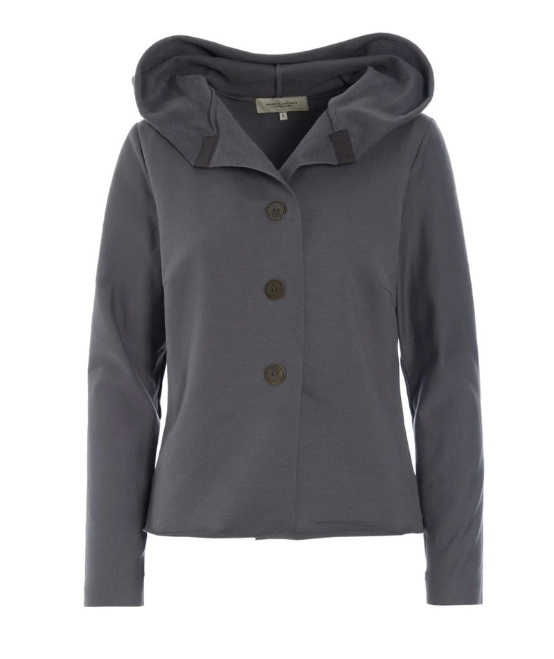 Grey Cotton Button Up Hoodie - 71021G