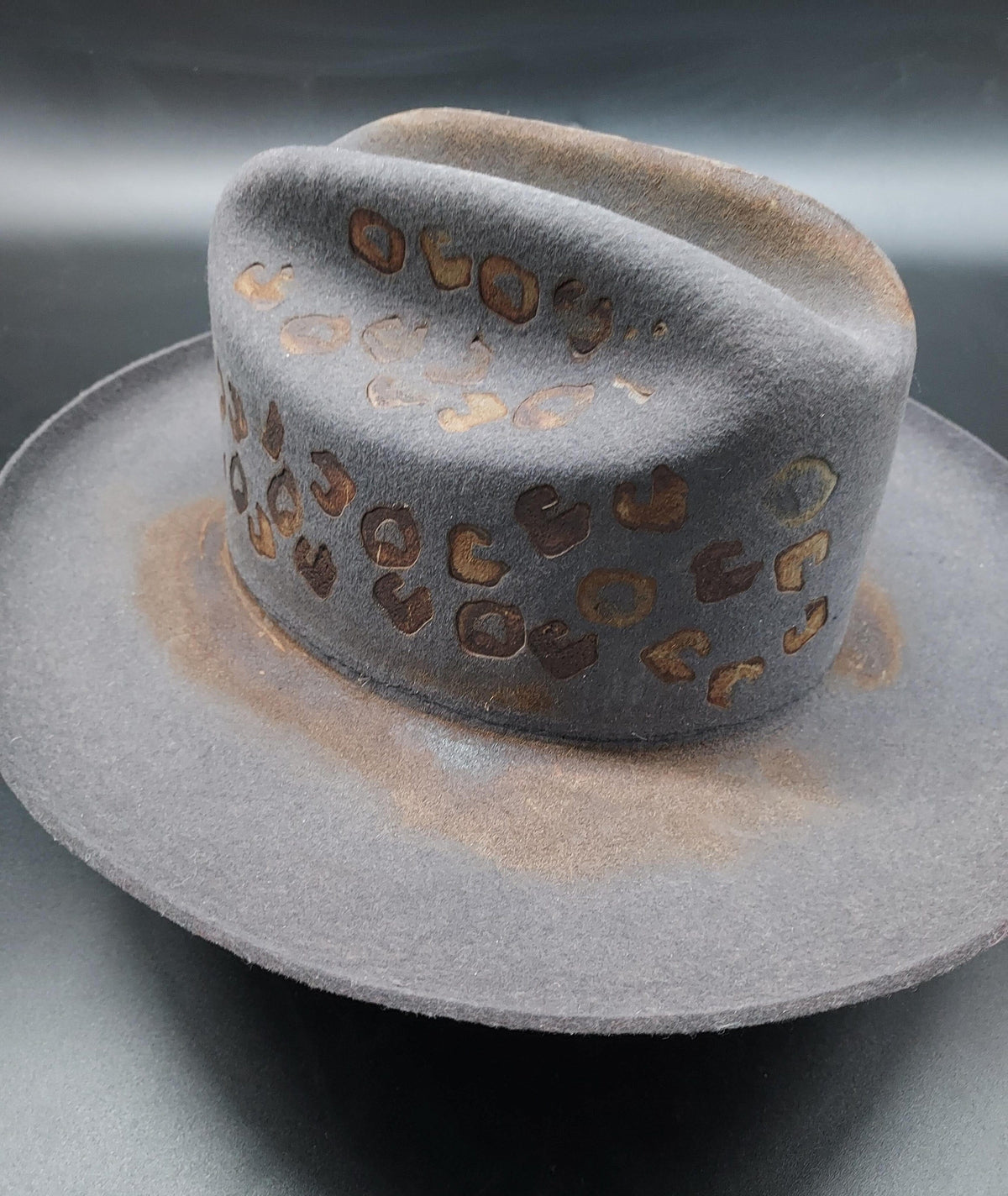 Grey Embellished Stetson W/Cheetah Pattern - HIML76 - Size 7 1/2