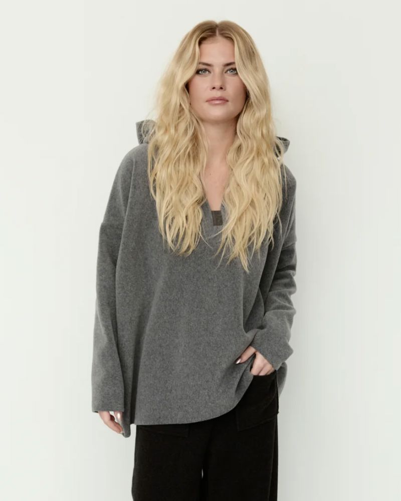 Grey Fleece Hoodie - 1413GR
