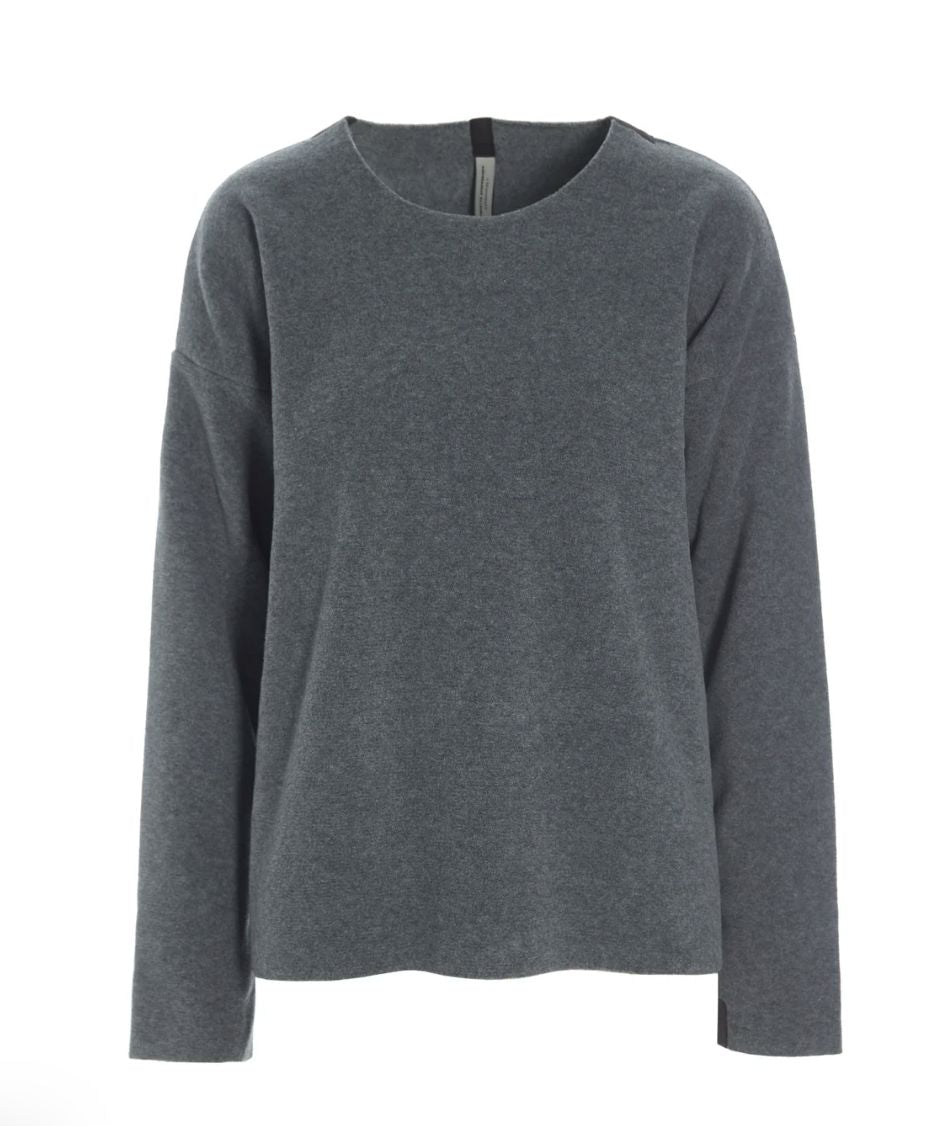 Grey Fleece Round Neck Long Sleeve Top - 1359GR