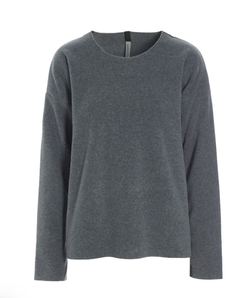 Grey Fleece Round Neck Long Sleeve Top - 1359GR