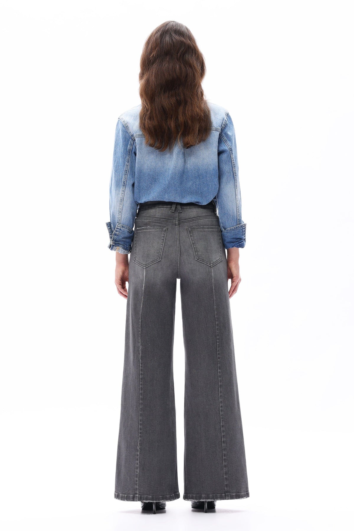 Grey High Rise/Wide Leg Jeans - BY8239