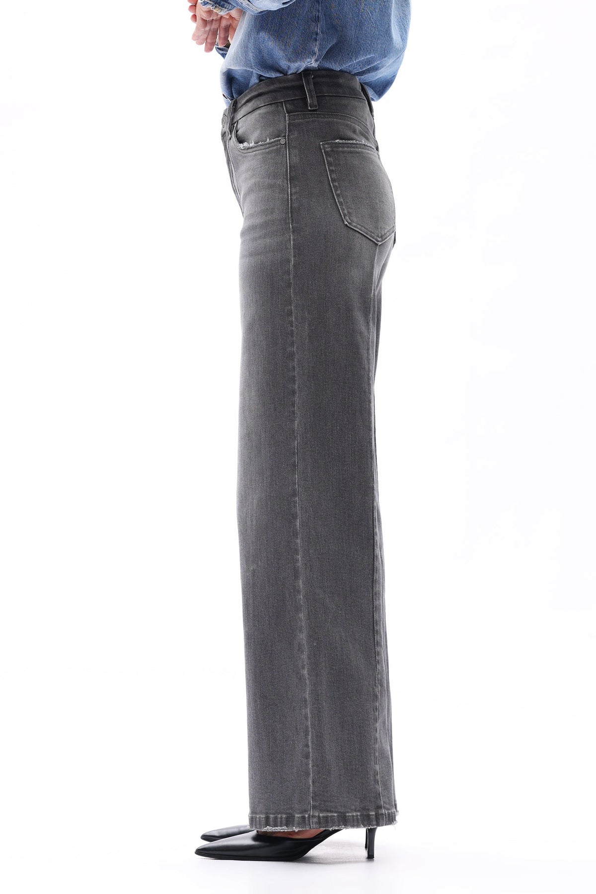 Grey High Rise/Wide Leg Jeans - BY8239