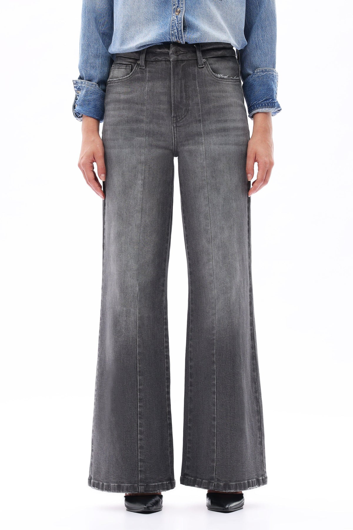 Grey High Rise/Wide Leg Jeans - BY8239