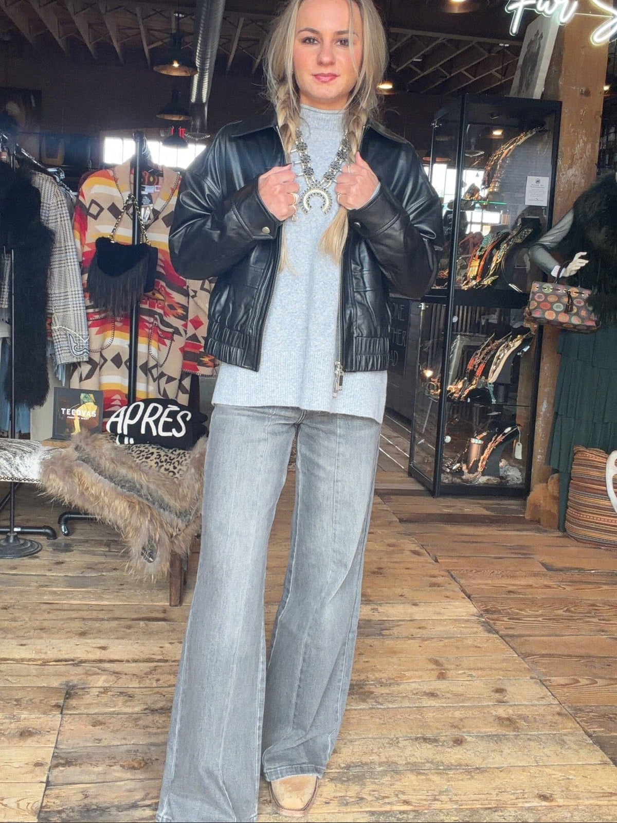 Grey High Rise/Wide Leg Jeans - BY8239
