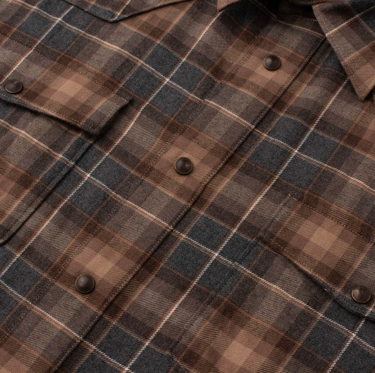 Grey/Brown Plaid Western Shirt - 301GB