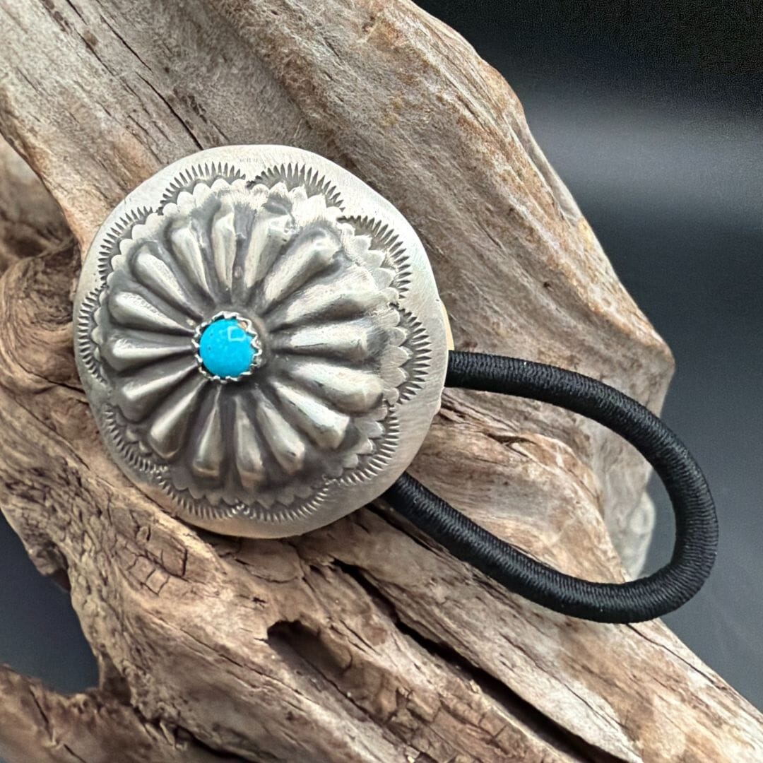 Hair Tie - Circle W/ Turquoise Dot - HAAZ3