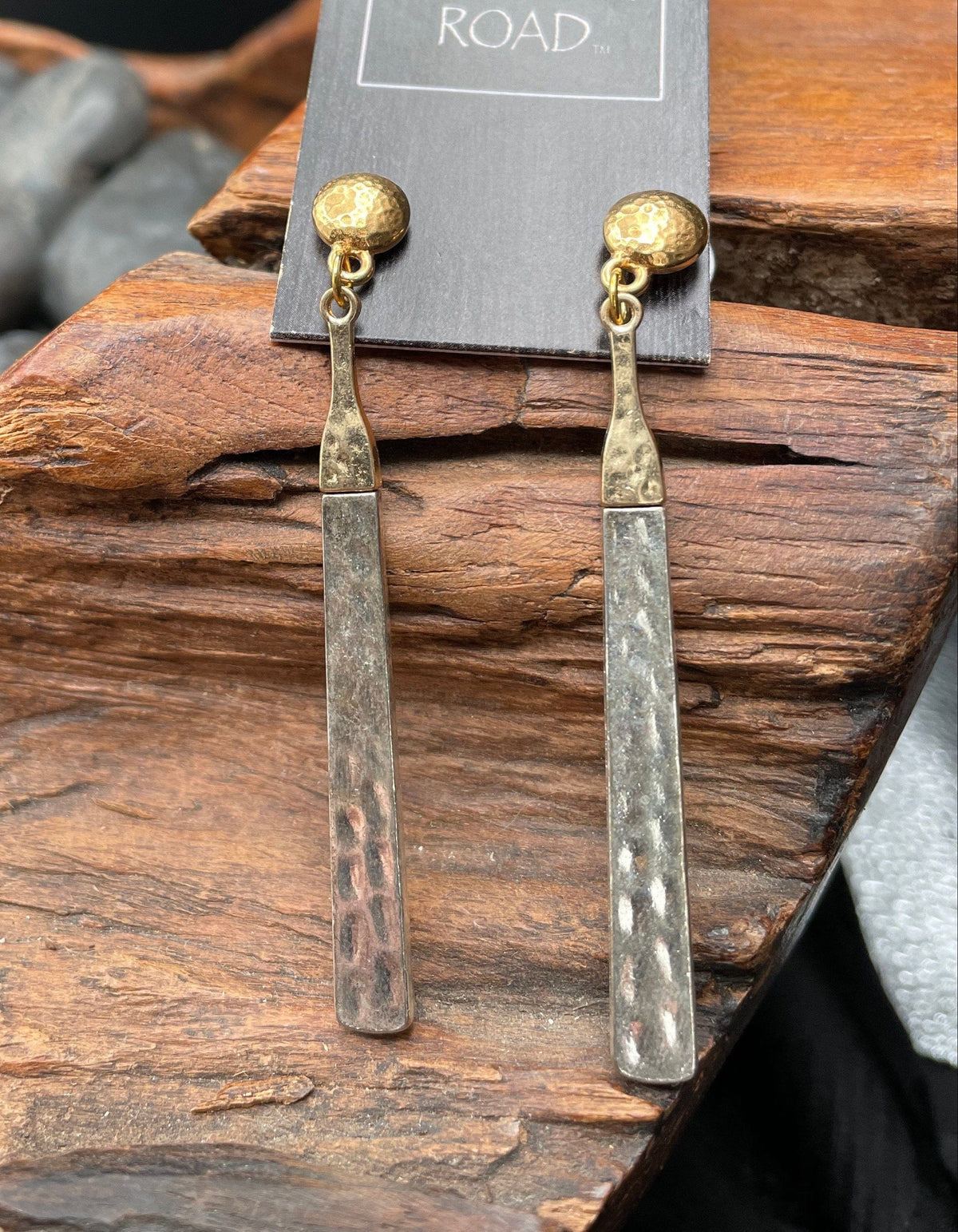 Hammered 2-Tone Earrings - EV2-9