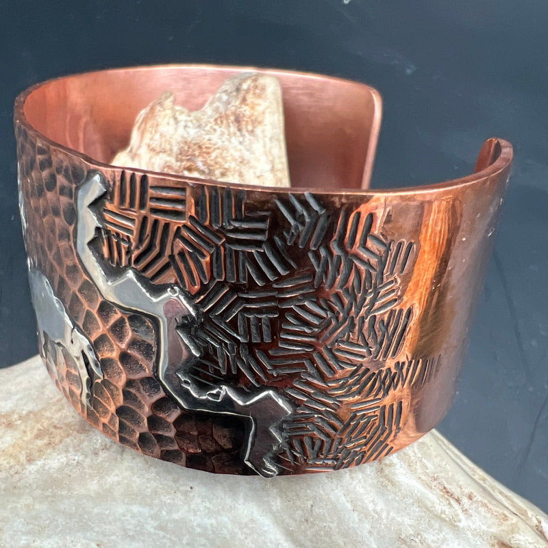 Hammered Copper/Sterling Bison Cuff - CRBJ30