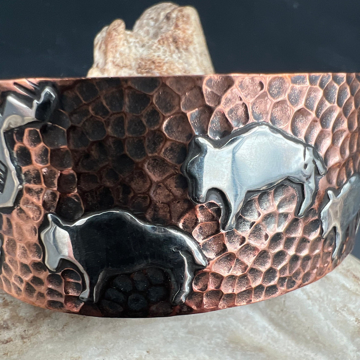Hammered Copper/Sterling Bison Cuff - CRBJ30