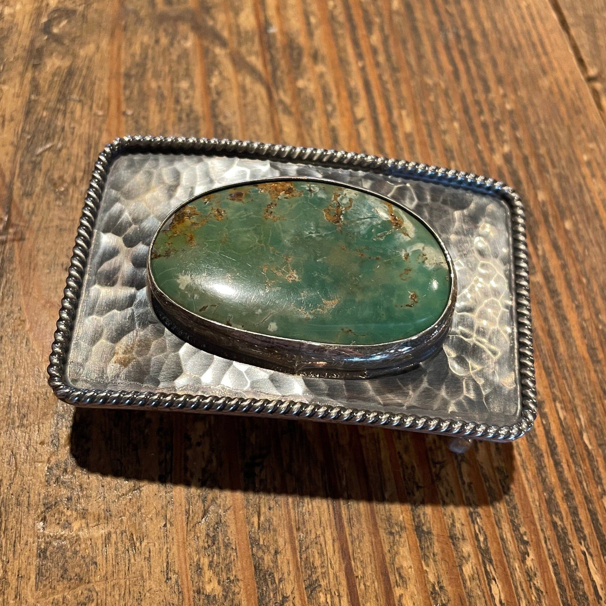 Hammered Sterling Buckle W/Turquoise - BBCO1