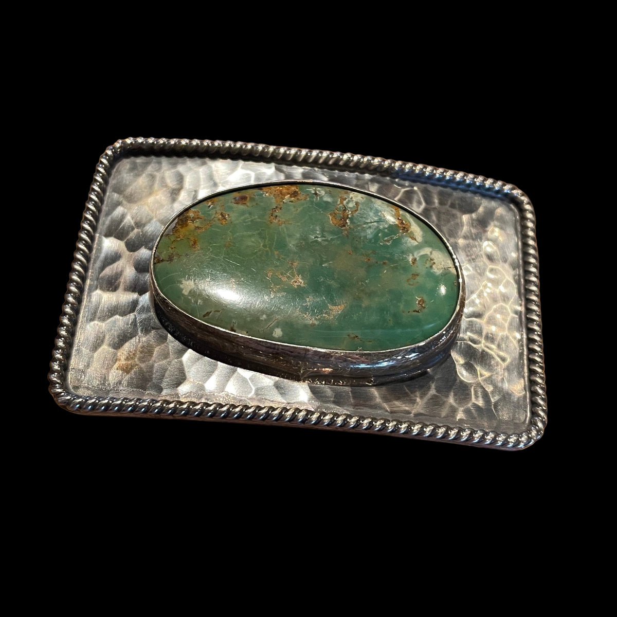 Hammered Sterling Buckle W/Turquoise - BBCO1