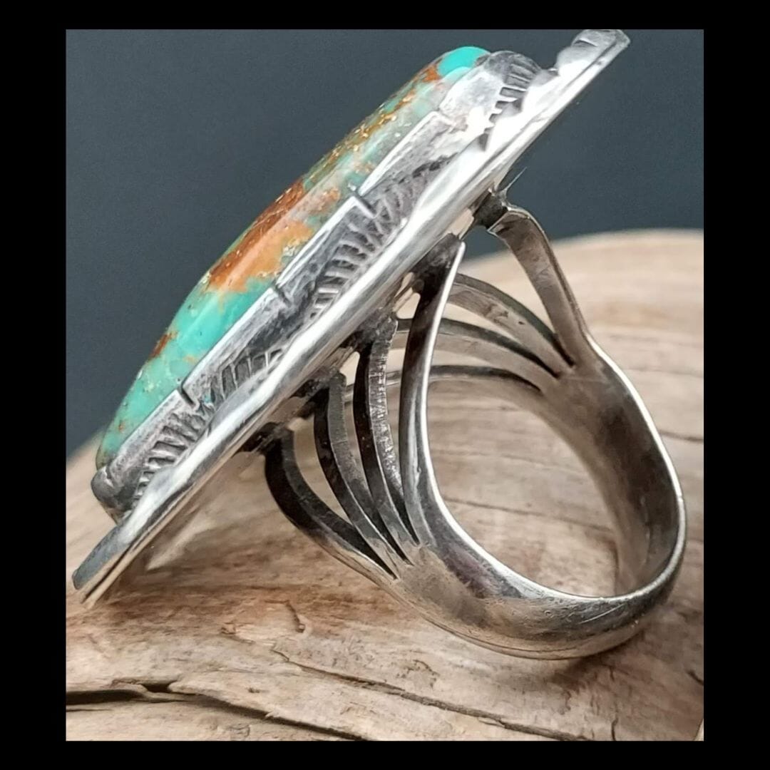 Handcrafted Sterling Silver Royston Turquoise Ring - Size 7.5 - RMH200