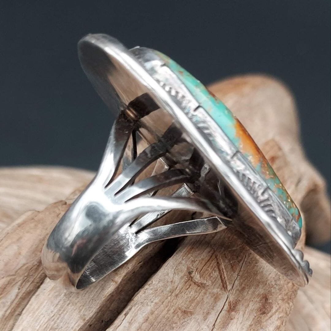 Handcrafted Sterling Silver Royston Turquoise Ring - Size 7.5 - RMH200