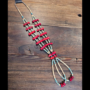 Heishi and Apple Coral Necklace - NGLJ2