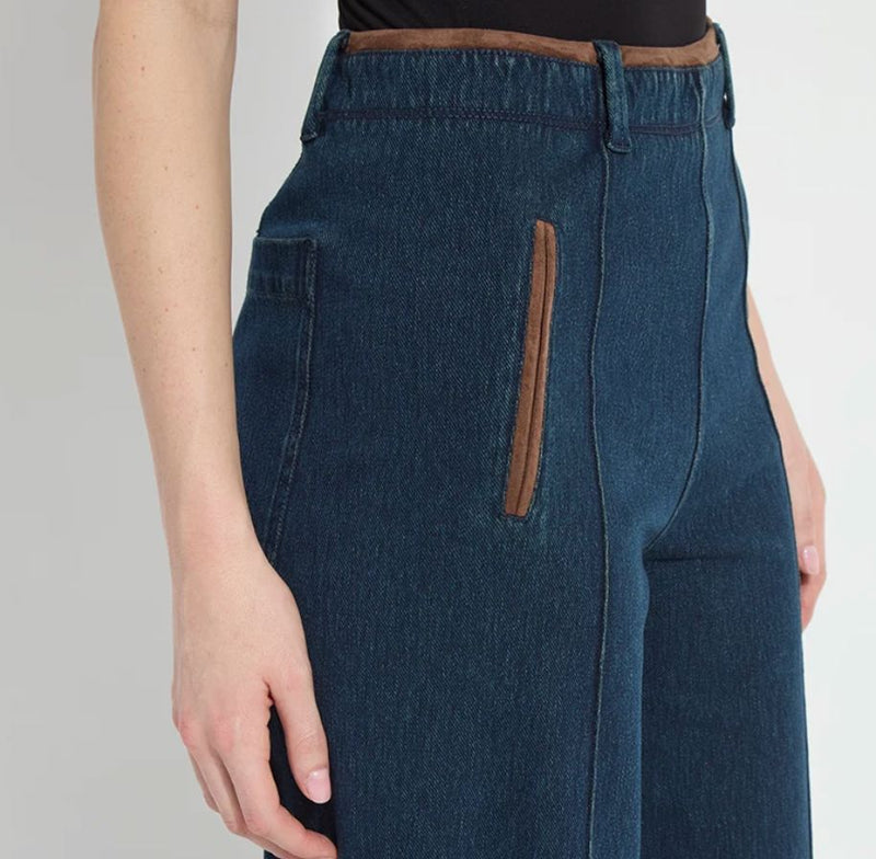 Hi-Waist Pintuck Denim Trouser - LY3985