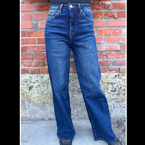 High Rise/Wide Leg Jeans - Deep Sea - BY8136