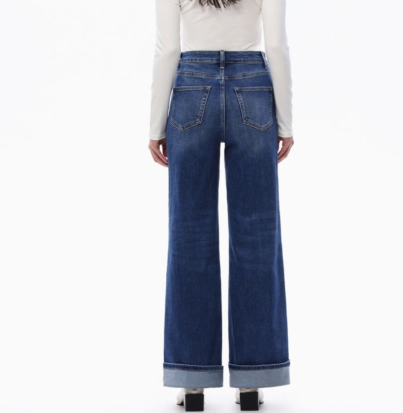 High Rise/Wide Leg Stretch 5 Pocket Jean - BY8015