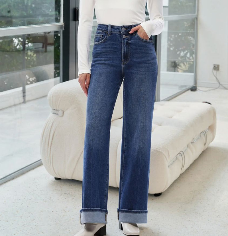 High Rise/Wide Leg Stretch 5 Pocket Jean - BY8015