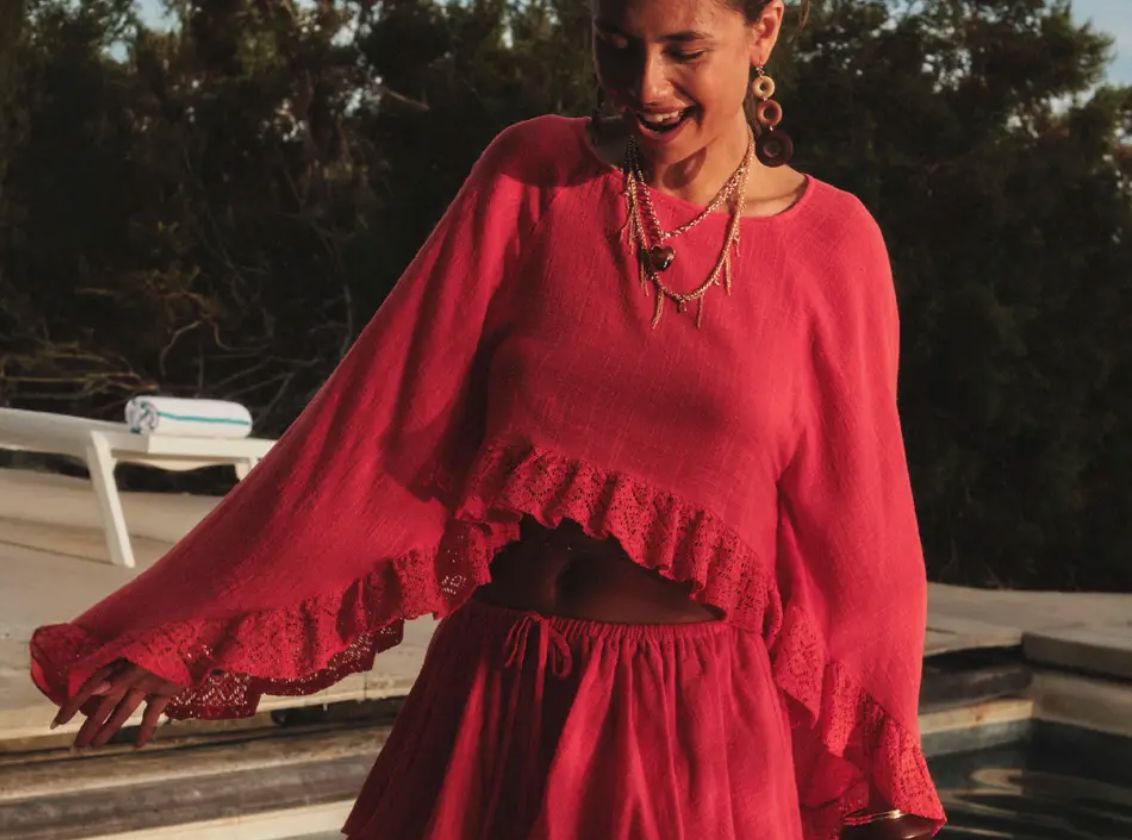 Honey Orange Gauze Ruffle Top - FTC234H