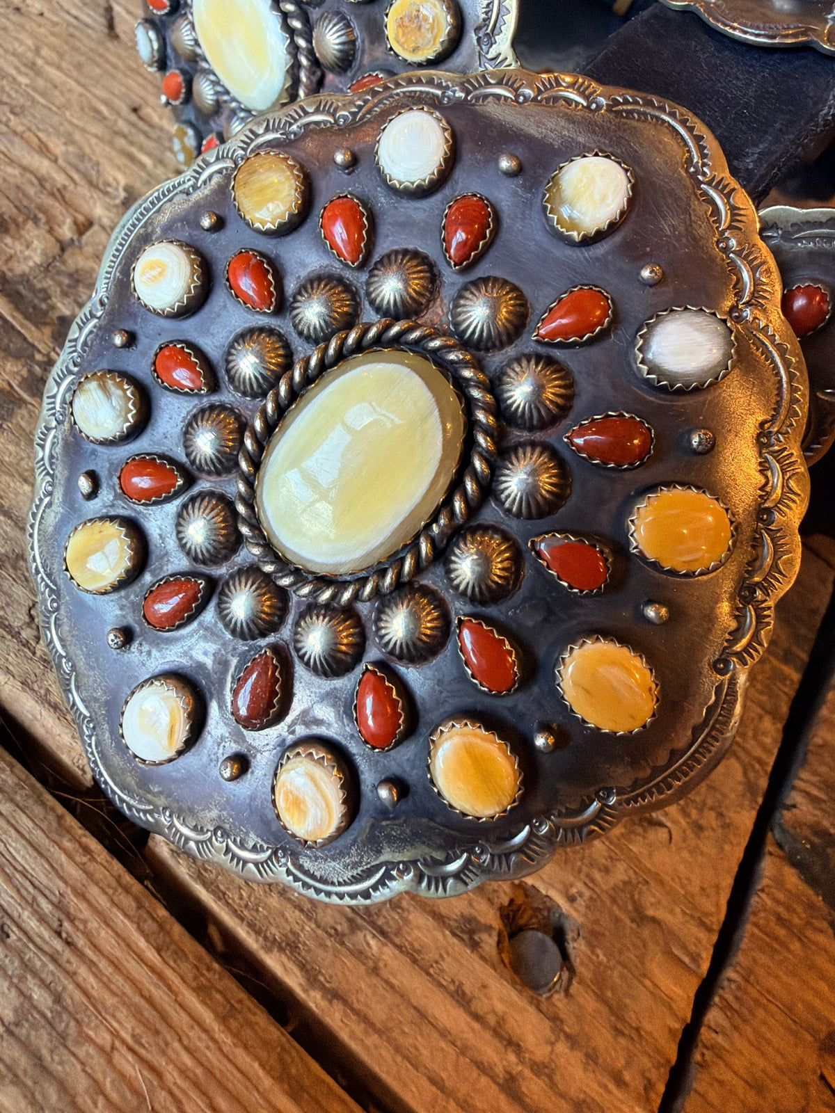 Horn/Burnt Orange/German Silver Belt - BBAR45