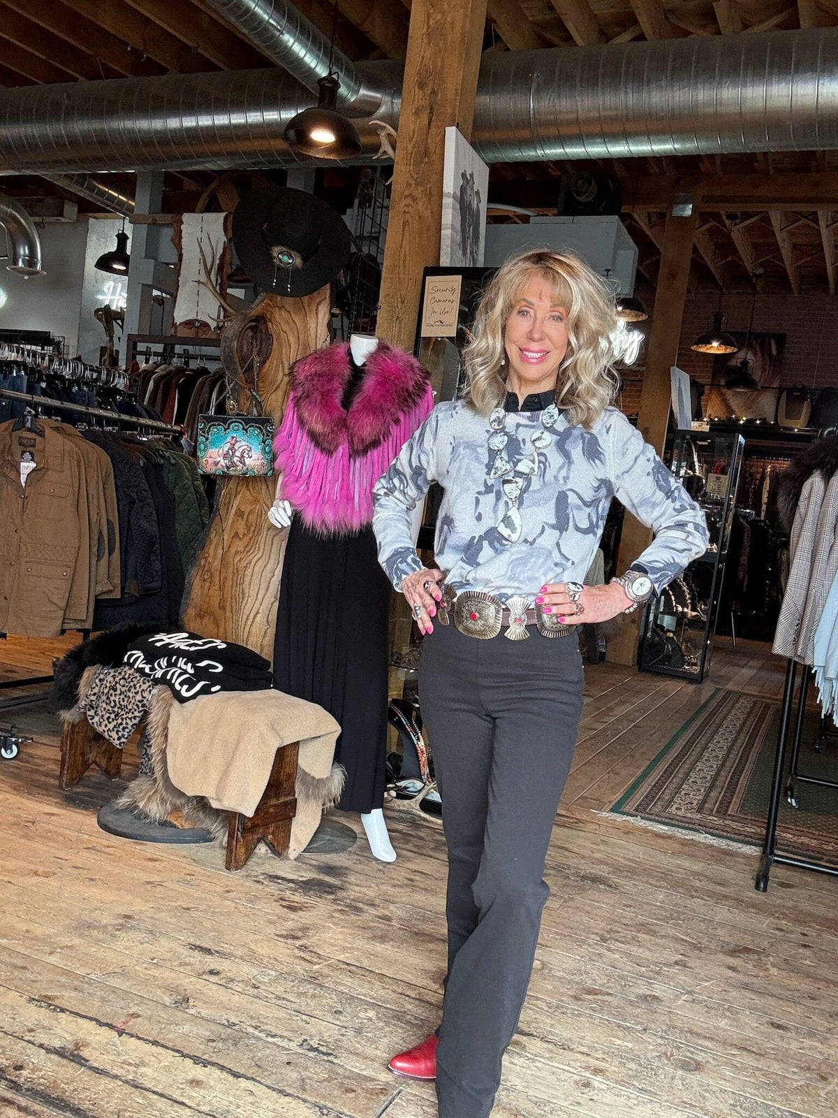 Horse Print Crew Cashmere Sweater - LSSC6H