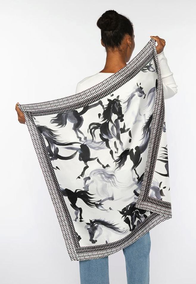 Horse Print Silk Scarf - LSAS6H