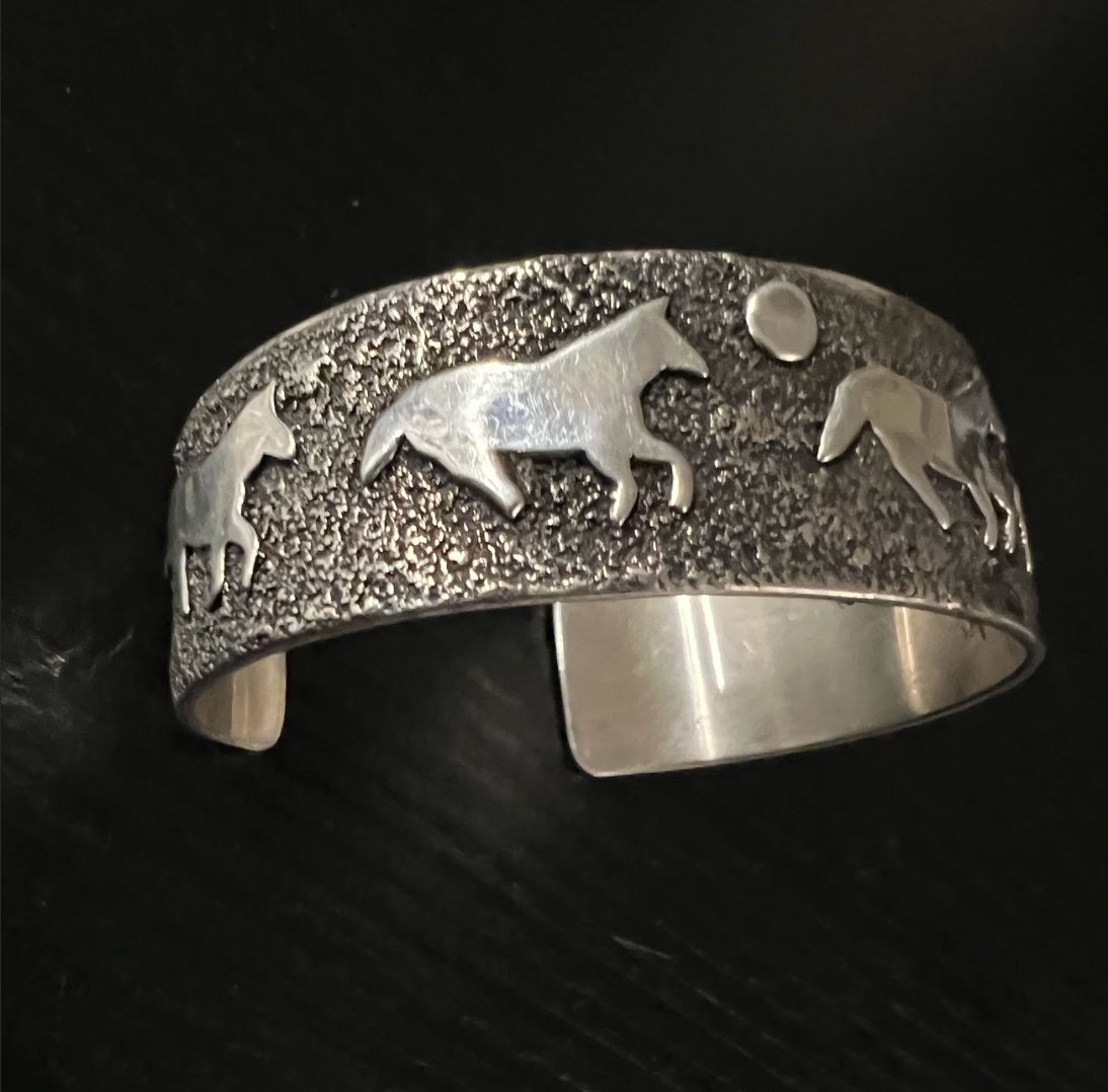 Horse Sterling Silver Sandcast Cuff - CMH189