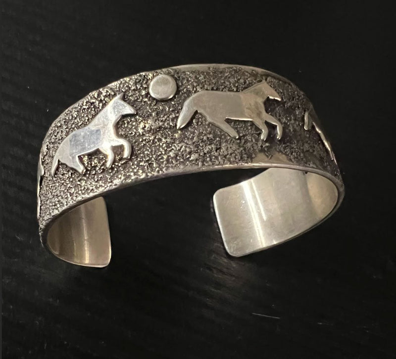 Horse Sterling Silver Sandcast Cuff - CMH189