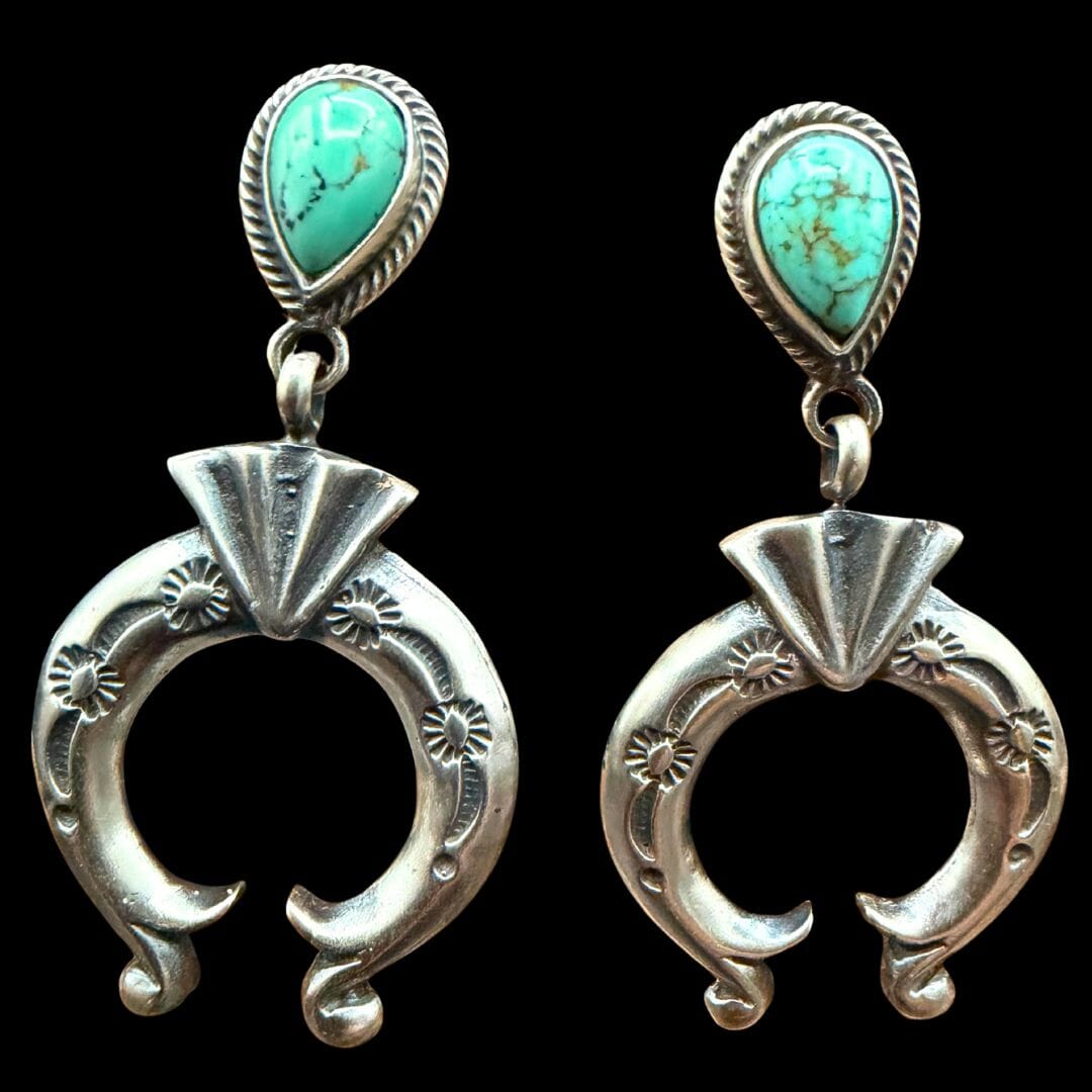 Horseshoe W/ Turquoise Stone Post - EAZ207