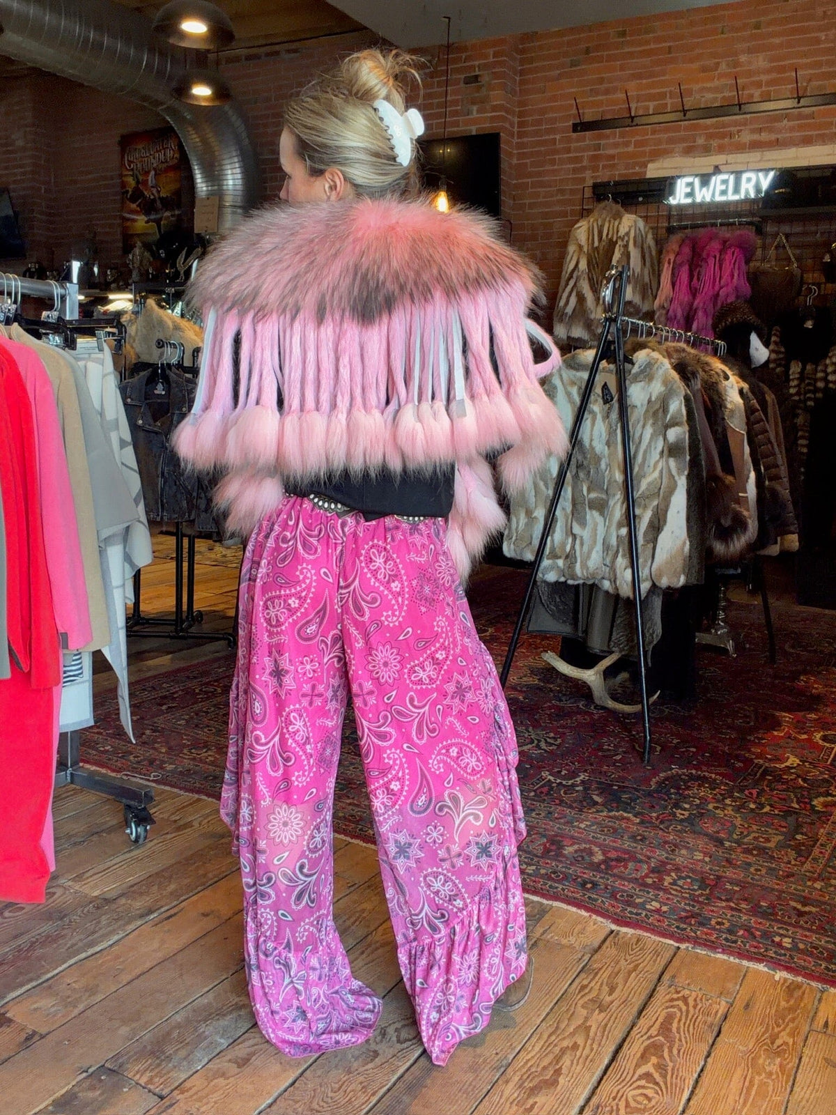 Hot Pink Mesh Ruffle Pant - 4810HP