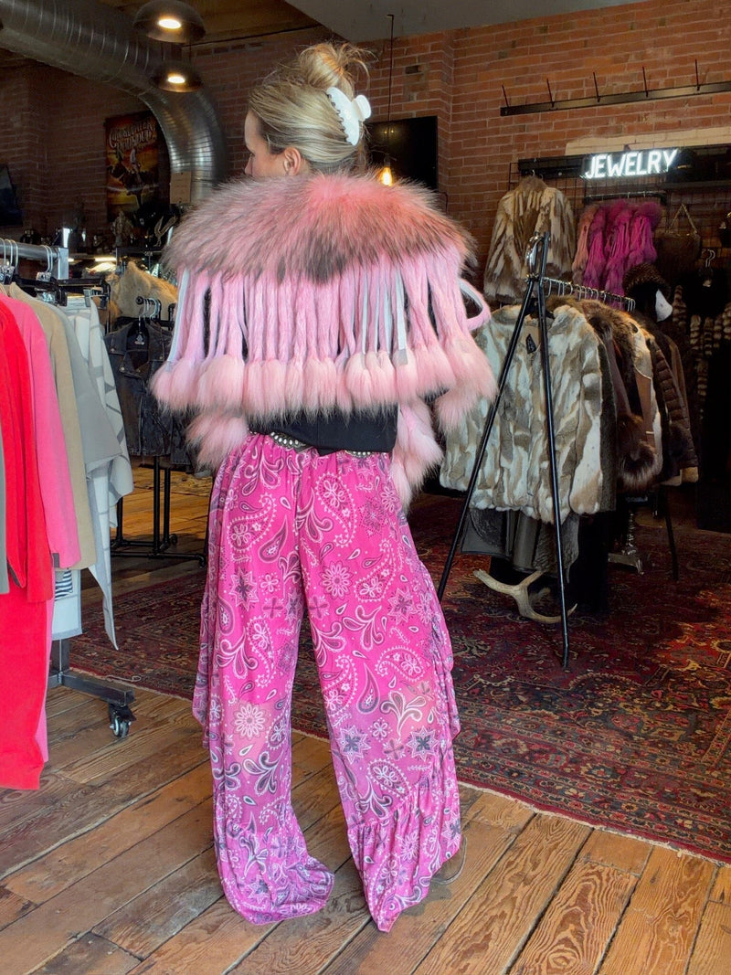 Hot Pink Mesh Ruffle Pant - 4810HP