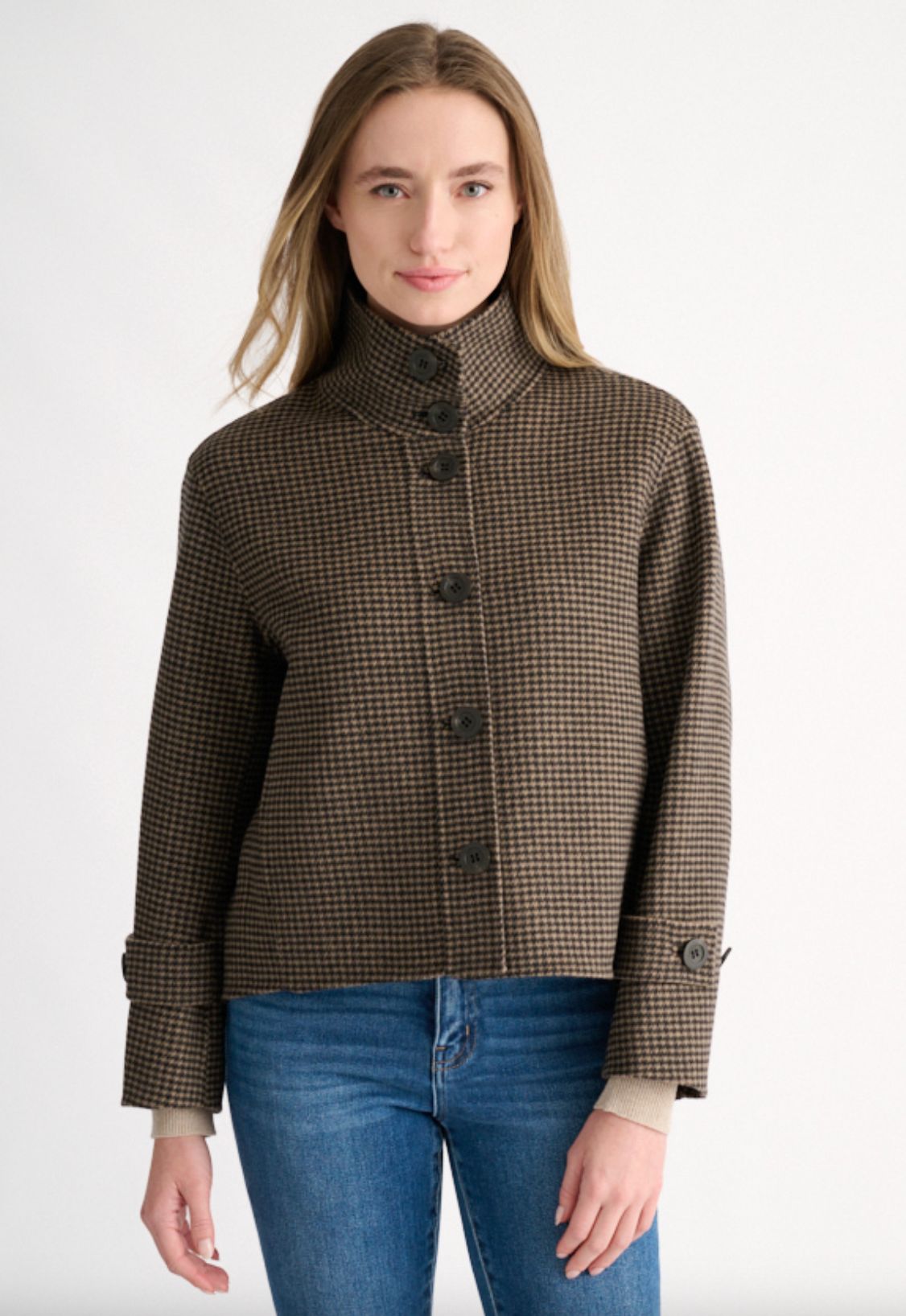 Houndstooth Button Coat - LFOJ6B