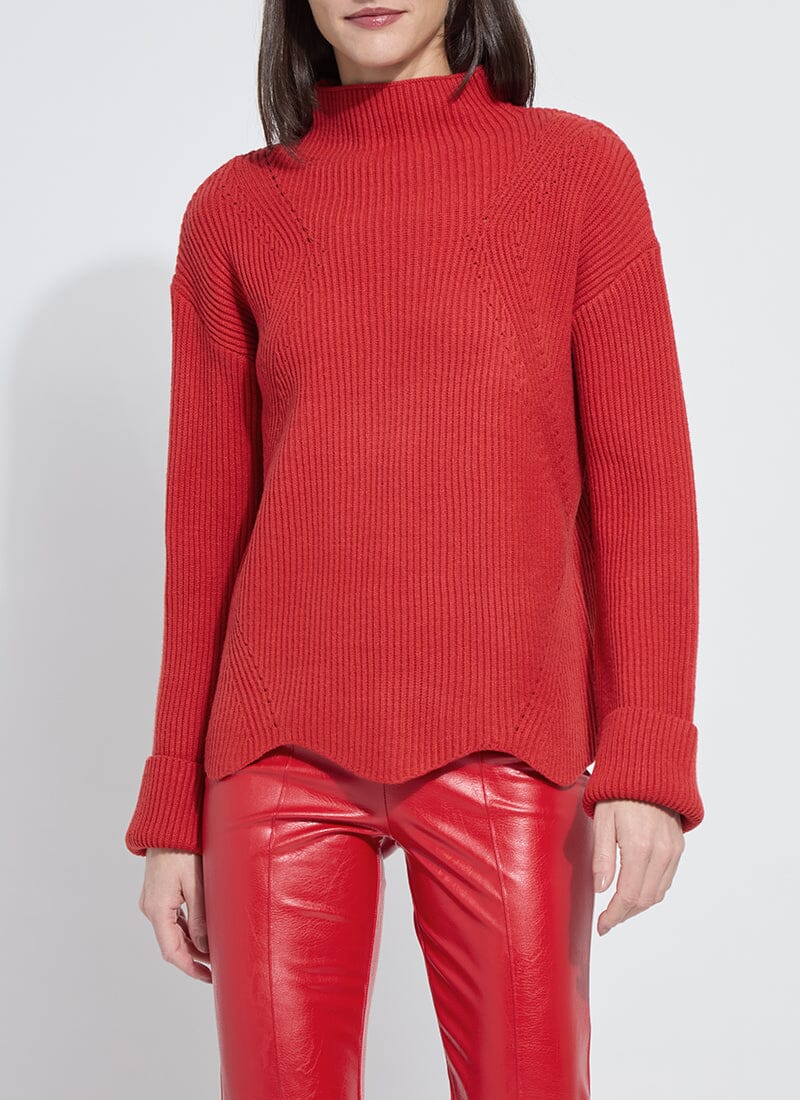 Hyacinth Scalloped Red Sweater - Lysse - LY3732R