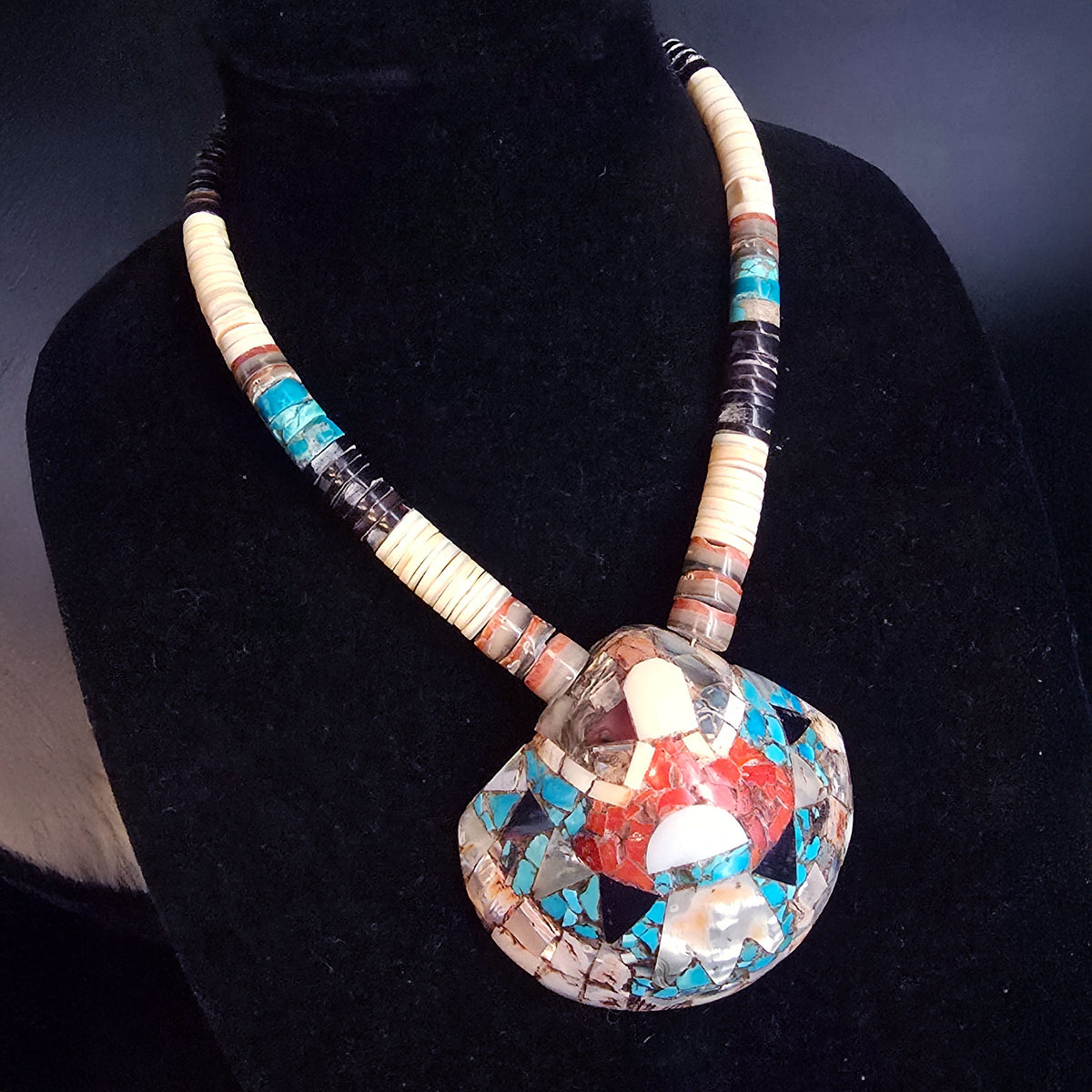Inlaid Shell & Eagle Necklace - NPA2
