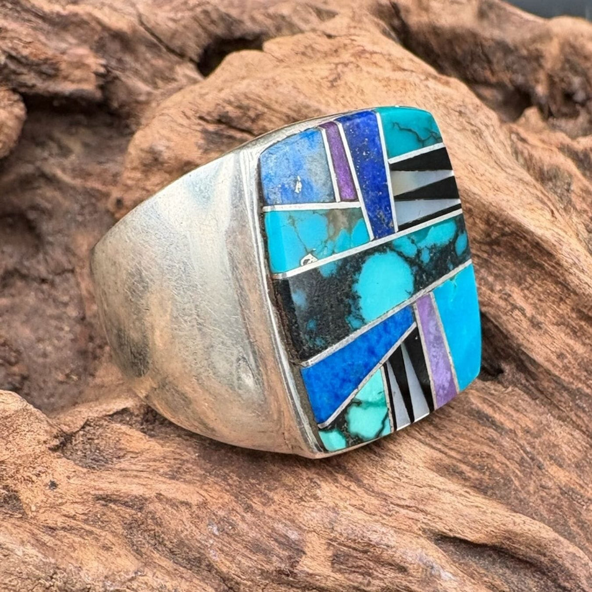 Inlay, Lapis, Turquoise, Mother Of Pearl Ring - Size 13 - RMH403