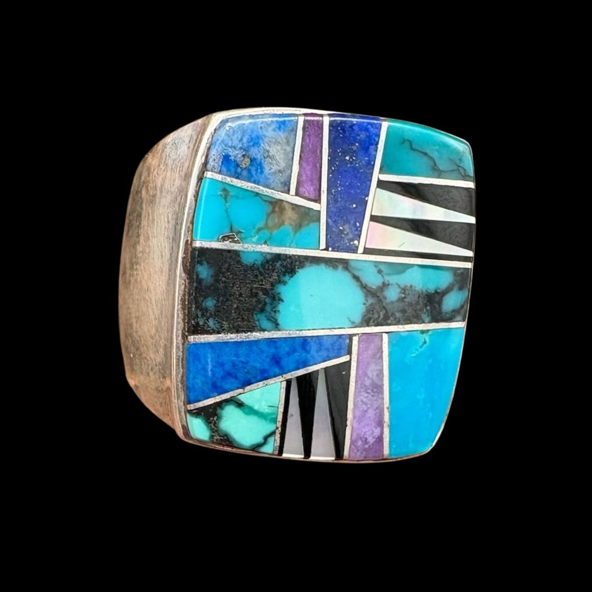 Inlay, Lapis, Turquoise, Mother Of Pearl Ring - Size 13 - RMH403