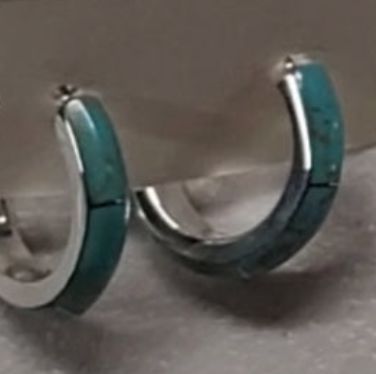 Inlay Turquoise 1" Hoop Earring - PDDT145