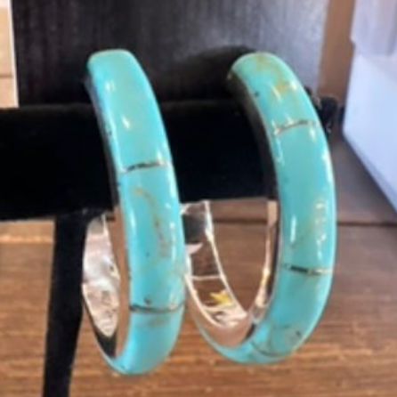 Inlay Turquoise 1.5" Hoop Earring - PDDT156