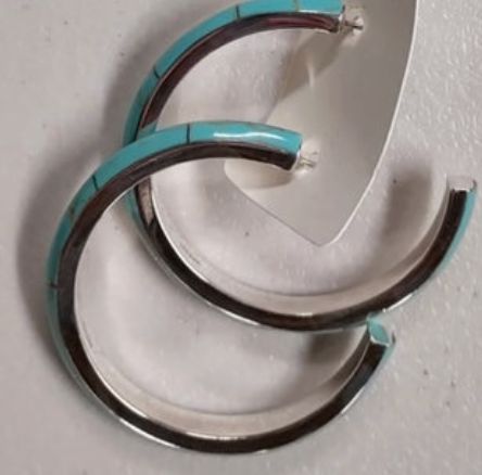 Inlay Turquoise 2.5" Hoop Earring - PDDT147