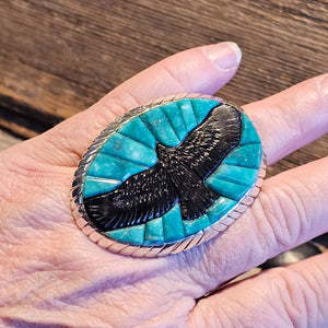 Inlay Turquoise Eagle Ring- RSW19