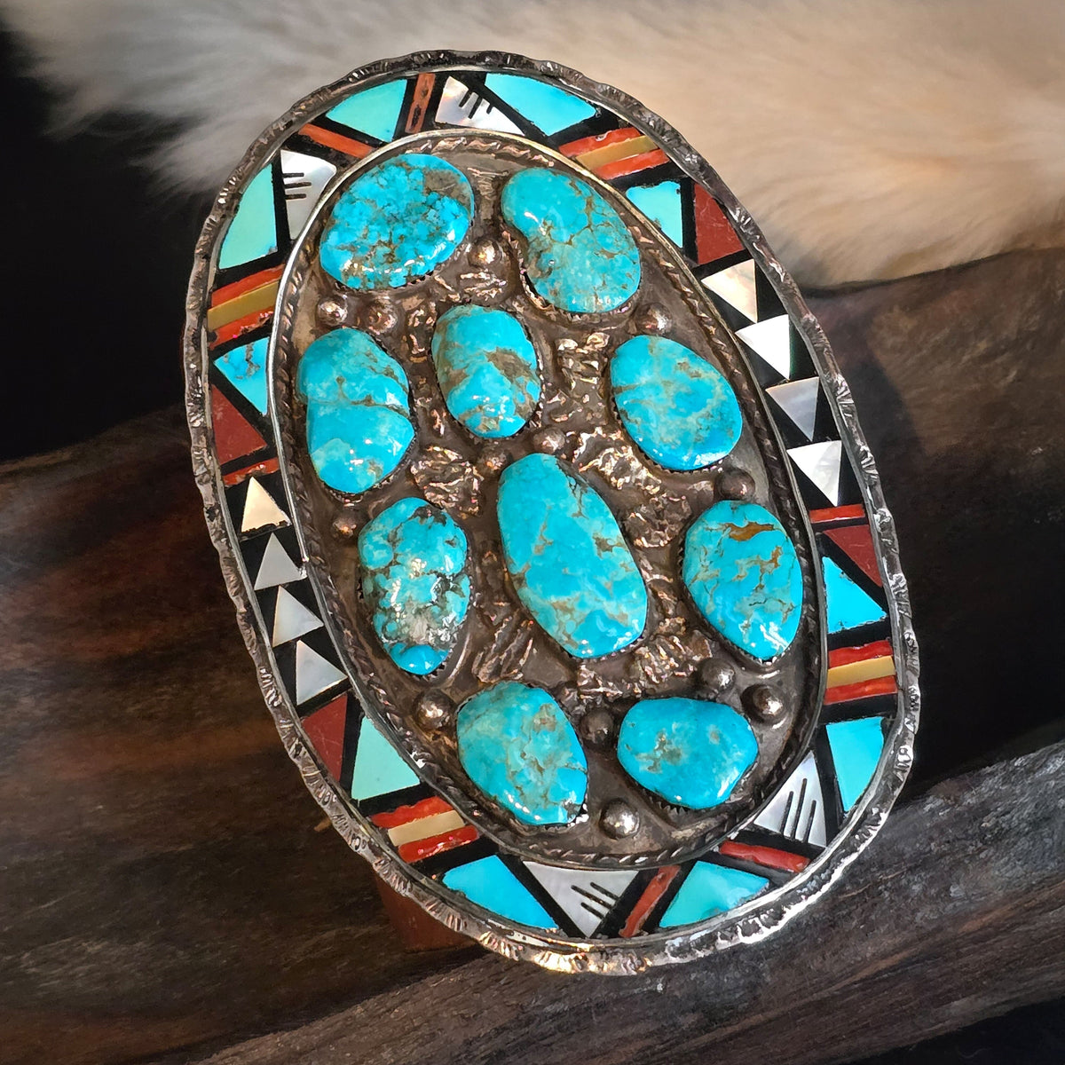 Inlay Turquoise Oval Cuff - CMH130