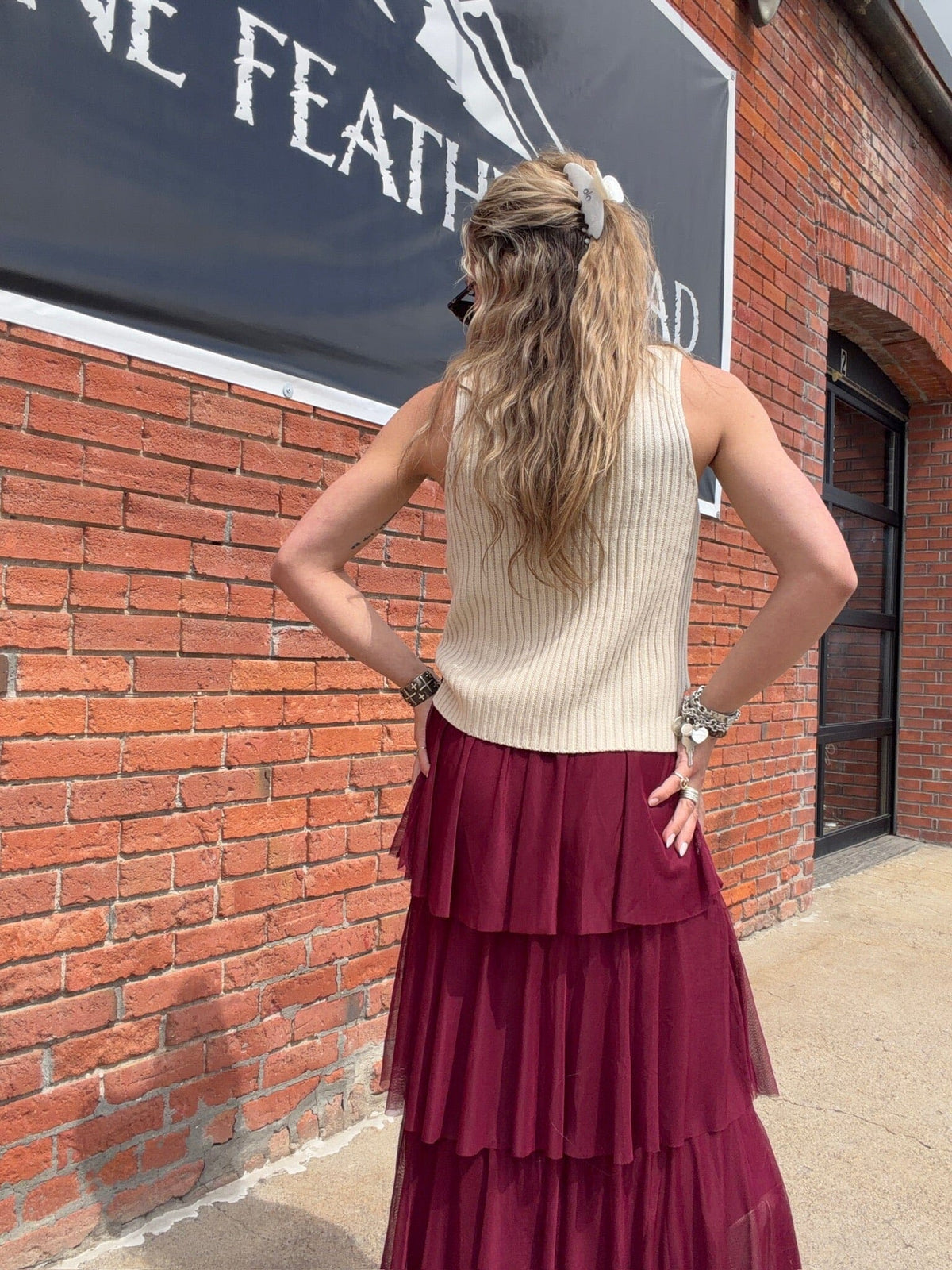 Ivory Flag Knit Tank - TSA3